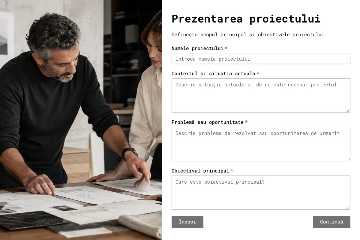 Previzualizare șablon: Cerințe pentru proiect